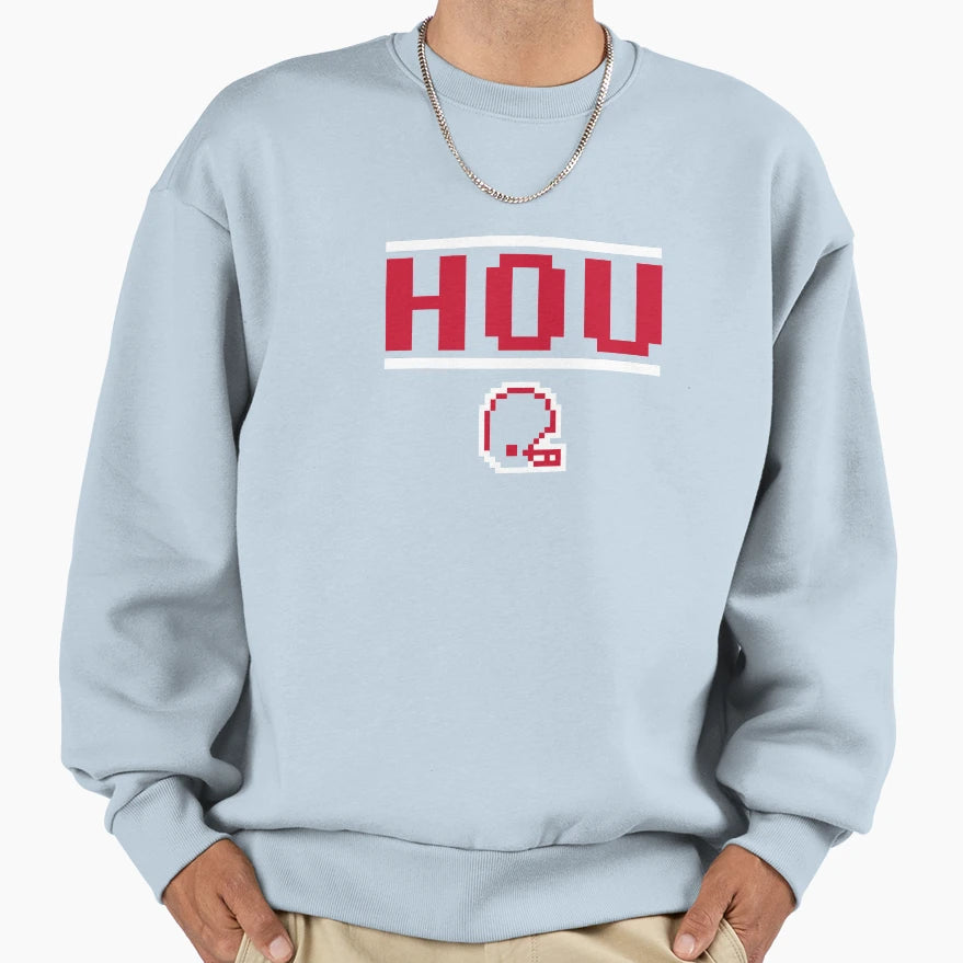 Houston Football 8 Bit Helmet Sweatshirt - Aesthetic Graphic Unisex - T-Shirt, Sweatshirt, Hoodie