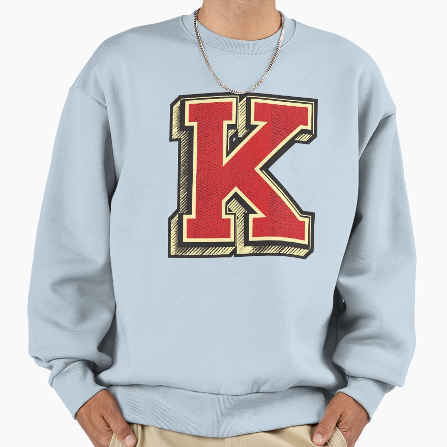 Letter K Typography Capital Letters Sweatshirt - Trendy Graphic for Adults - T-Shirt, Sweatshirt, Hoodie