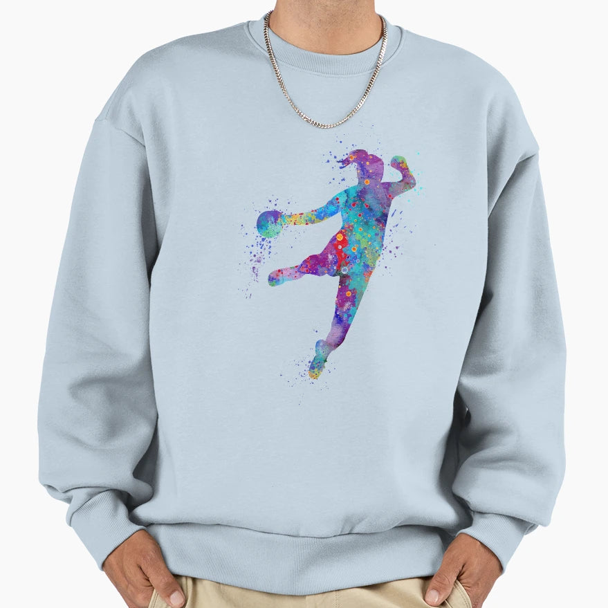 Handball Colorful Watercolor Sweatshirt - Trendy Graphic for Adults - T-Shirt, Sweatshirt, Hoodie