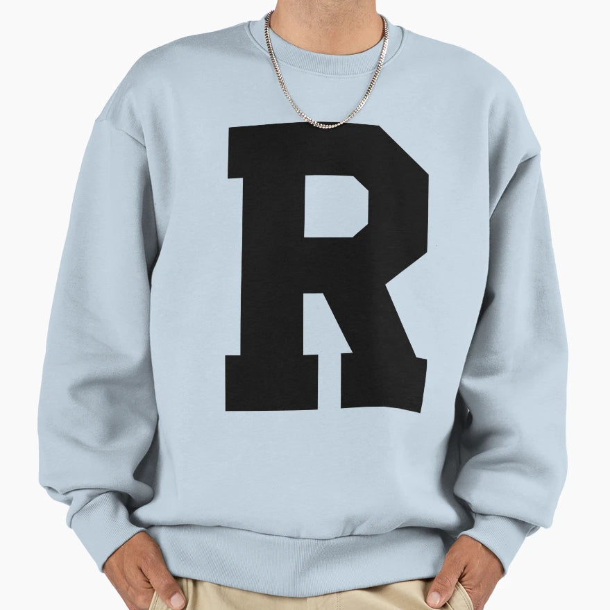 Alphabet Black R Sports Letter R Sweatshirt - Trendy Graphic for Adults - T-Shirt, Sweatshirt, Hoodie
