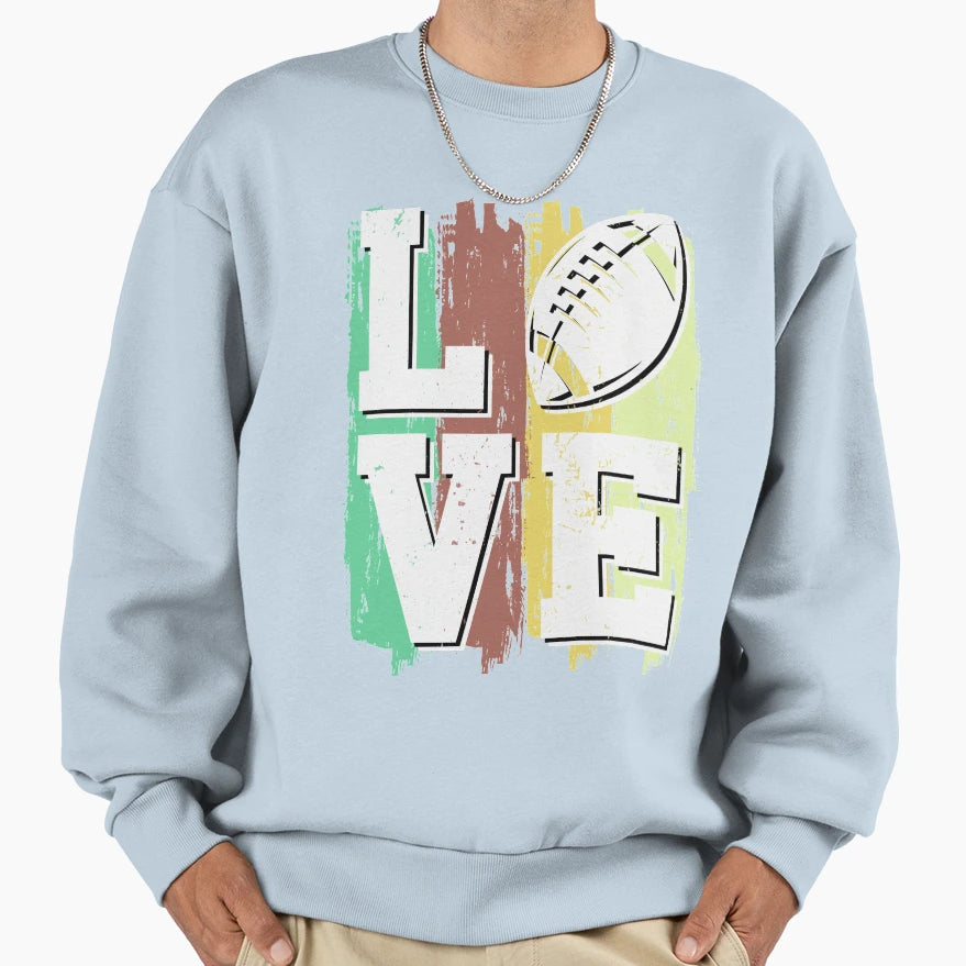 Love And Football Sweatshirt - Minimalist Print Unisex - T-Shirt, Sweatshirt, Hoodie