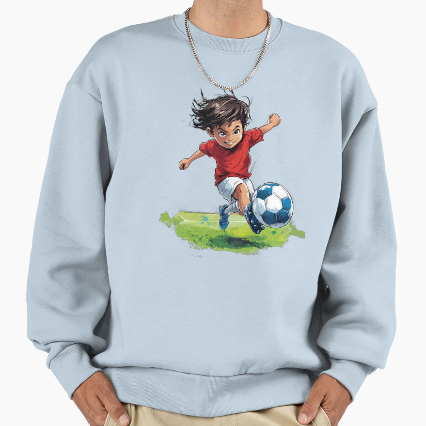 Dynamic Soccer Action Sweatshirt - Streetwear Style for Adults - T-Shirt, Sweatshirt, Hoodie