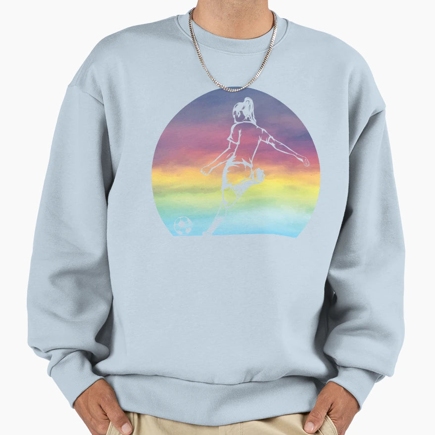 Womens Soccer Silhouette Sunset Sweatshirt - Minimalist Print Unisex - T-Shirt, Sweatshirt, Hoodie