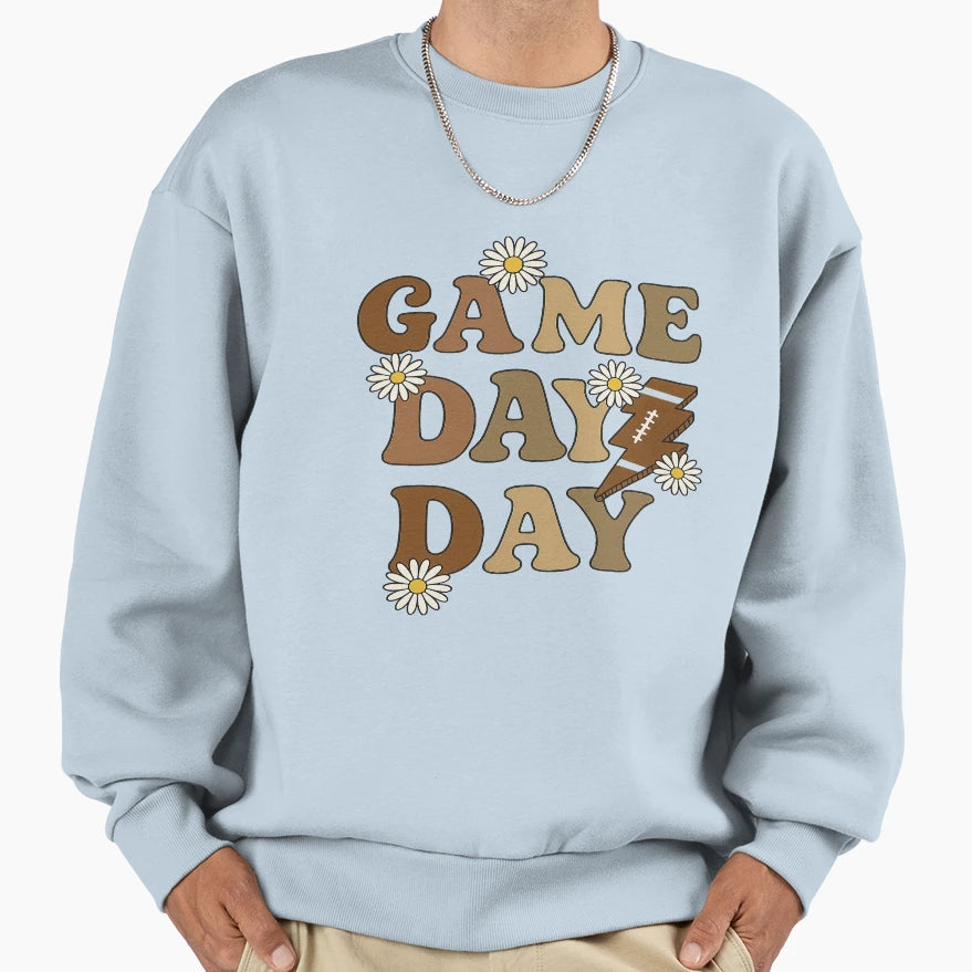 Game Day Football Flower Power Sweatshirt - Casual Everyday Wear Men Women - T-Shirt, Sweatshirt, Hoodie