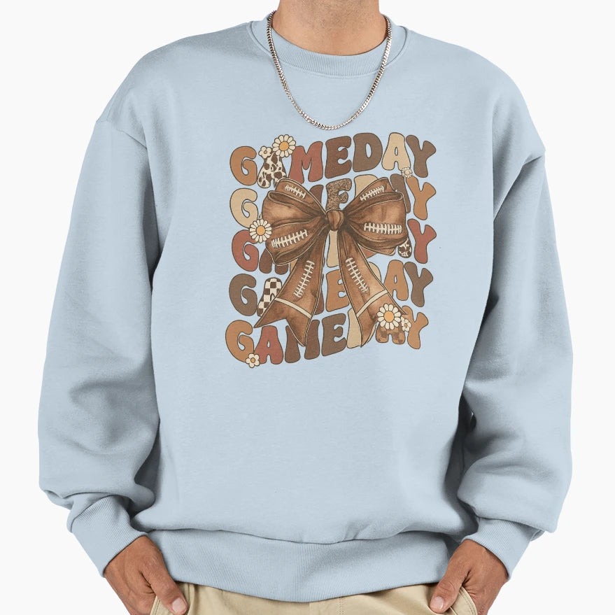 Gameday Bow Floral And Football Sweatshirt - Streetwear Style Men Women - T-Shirt, Sweatshirt, Hoodie