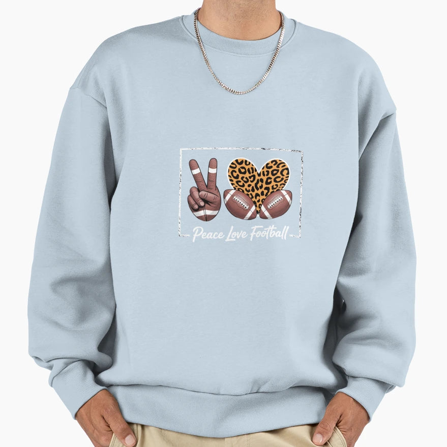Peace Love Football Mom Game Day Sweatshirt - Trendy Graphic Men Women - T-Shirt, Sweatshirt, Hoodie