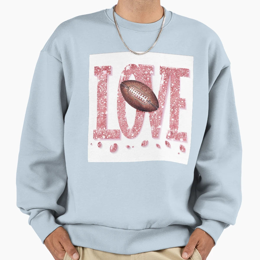 Love Football Glitter Sweatshirt - Graphic Print Unisex - T-Shirt, Sweatshirt, Hoodie