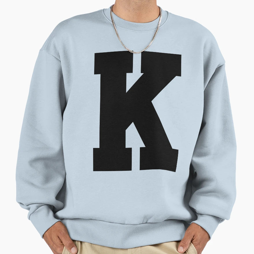 Alphabet Black K Sports Letter K Sweatshirt - Aesthetic Graphic for Adults - T-Shirt, Sweatshirt, Hoodie