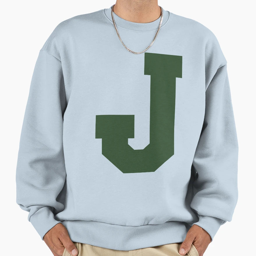 Alphabet Green J Sports Letter J Sweatshirt - Aesthetic Graphic Unisex - T-Shirt, Sweatshirt, Hoodie