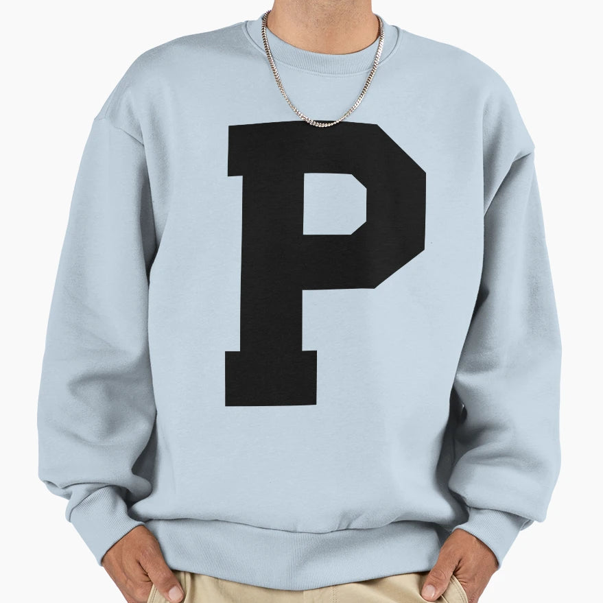 Alphabet Black P Sports Letter P Sweatshirt - Streetwear Style Unisex - T-Shirt, Sweatshirt, Hoodie