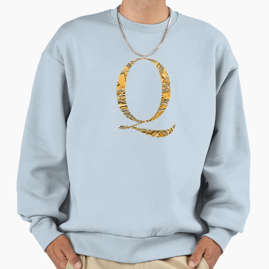 Letter Q Gold Luxury Alphabet Sweatshirt - Streetwear Style Unisex - T-Shirt, Sweatshirt, Hoodie