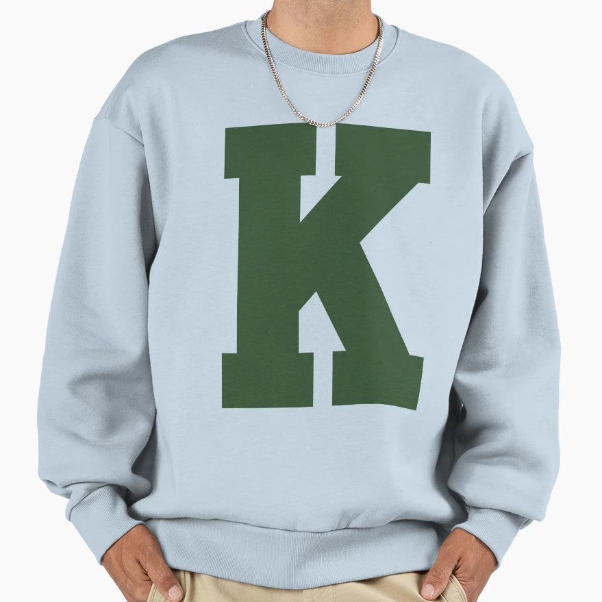 Alphabet Green K Sports Letter K Sweatshirt - Minimalist Print for Adults - T-Shirt, Sweatshirt, Hoodie