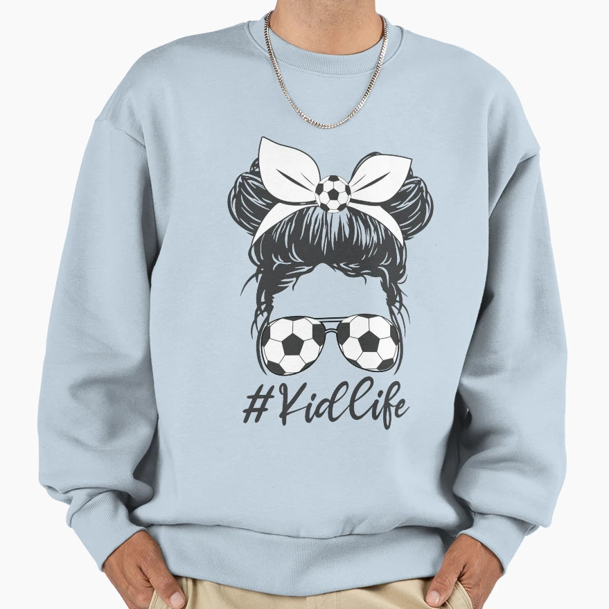 Soccer Life Messy Bun Skull Sweatshirt - Custom Art Print Men Women - T-Shirt, Sweatshirt, Hoodie
