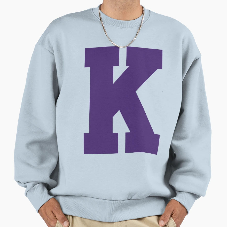 Alphabet Purple K Sports Letter K Sweatshirt - Novelty Apparel for Adults - T-Shirt, Sweatshirt, Hoodie