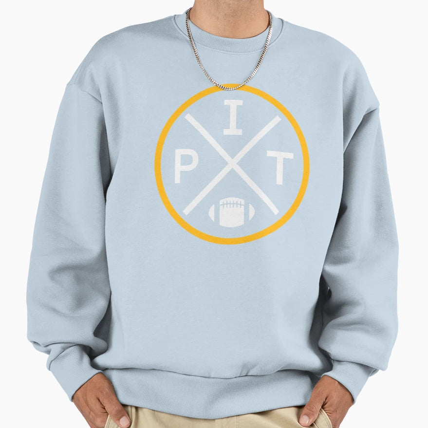 Pittsburgh Football Emblem Pit Sweatshirt - Casual Everyday Wear Men Women - T-Shirt, Sweatshirt, Hoodie