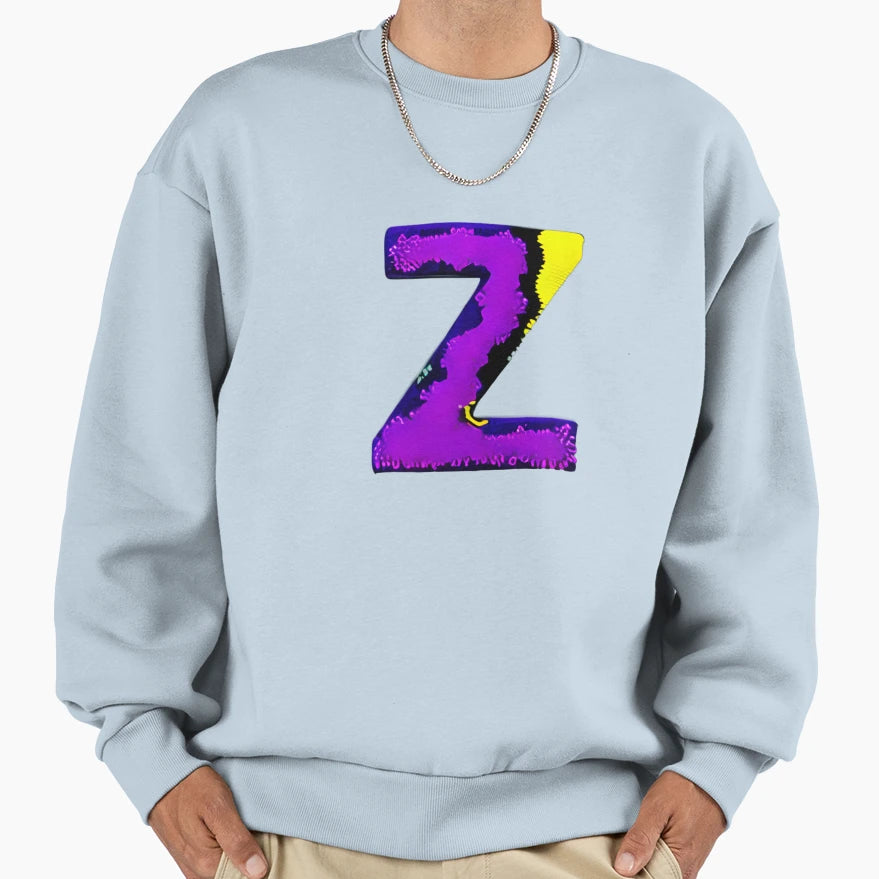 Letter Z Monogram Typography Sweatshirt - Aesthetic Graphic for Adults - T-Shirt, Sweatshirt, Hoodie