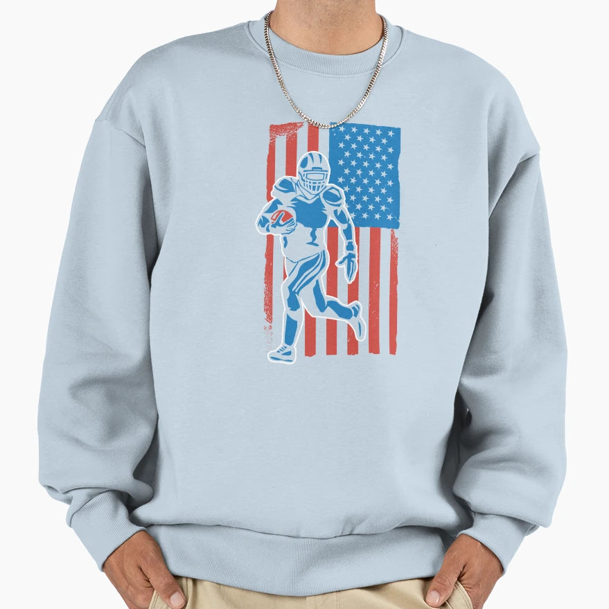 Football Usa Flag Sweatshirt - Trendy Graphic Men Women - T-Shirt, Sweatshirt, Hoodie