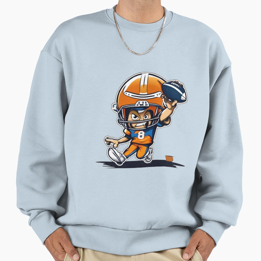Cartoon Character Playing Football Sweatshirt - Aesthetic Graphic Unisex - T-Shirt, Sweatshirt, Hoodie