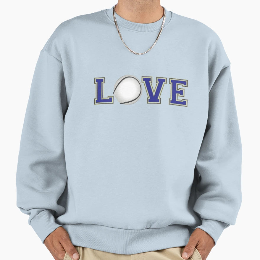 Love Hurling Blue Varsity Typographic Sweatshirt - Graphic Print for Adults - T-Shirt, Sweatshirt, Hoodie