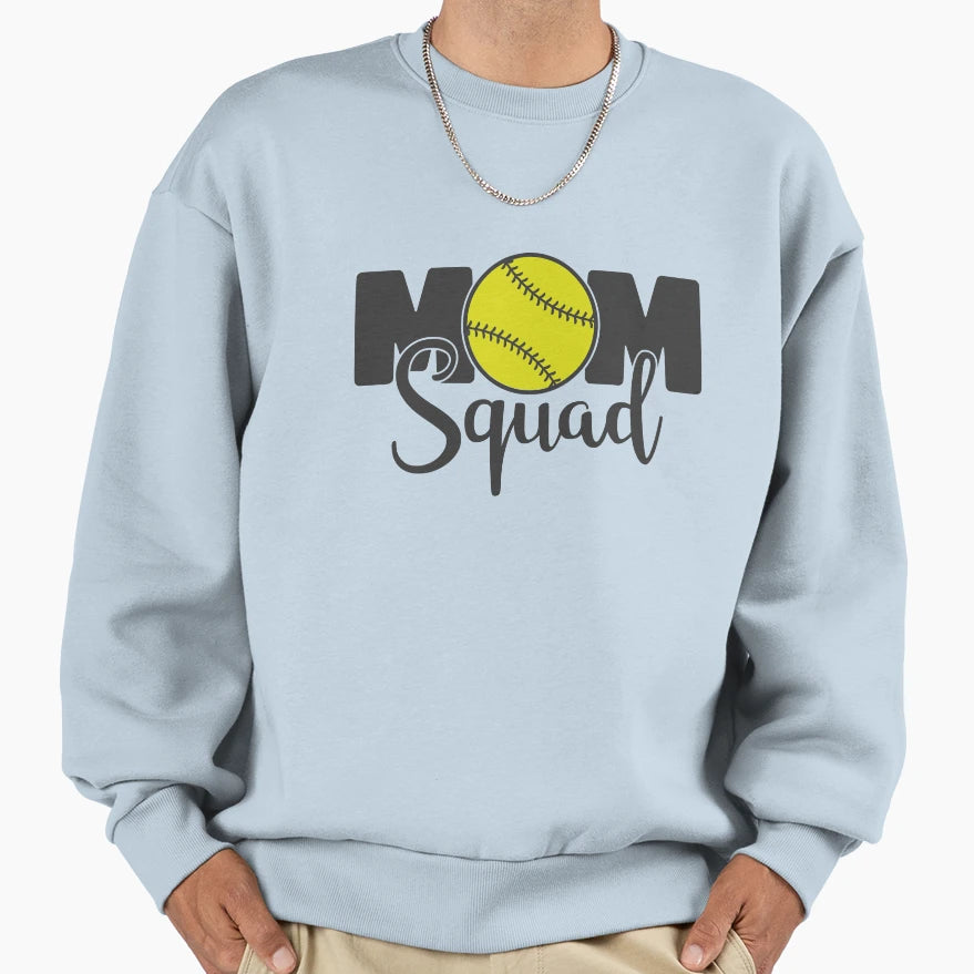 Mom Squad Proud Softball Mom Sweatshirt - Aesthetic Graphic for Adults - T-Shirt, Sweatshirt, Hoodie
