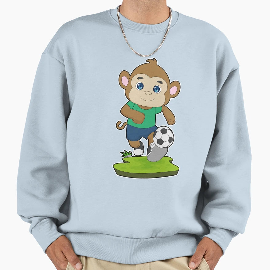 Monkey Soccer Player Soccer Sweatshirt - Trendy Graphic Unisex - T-Shirt, Sweatshirt, Hoodie