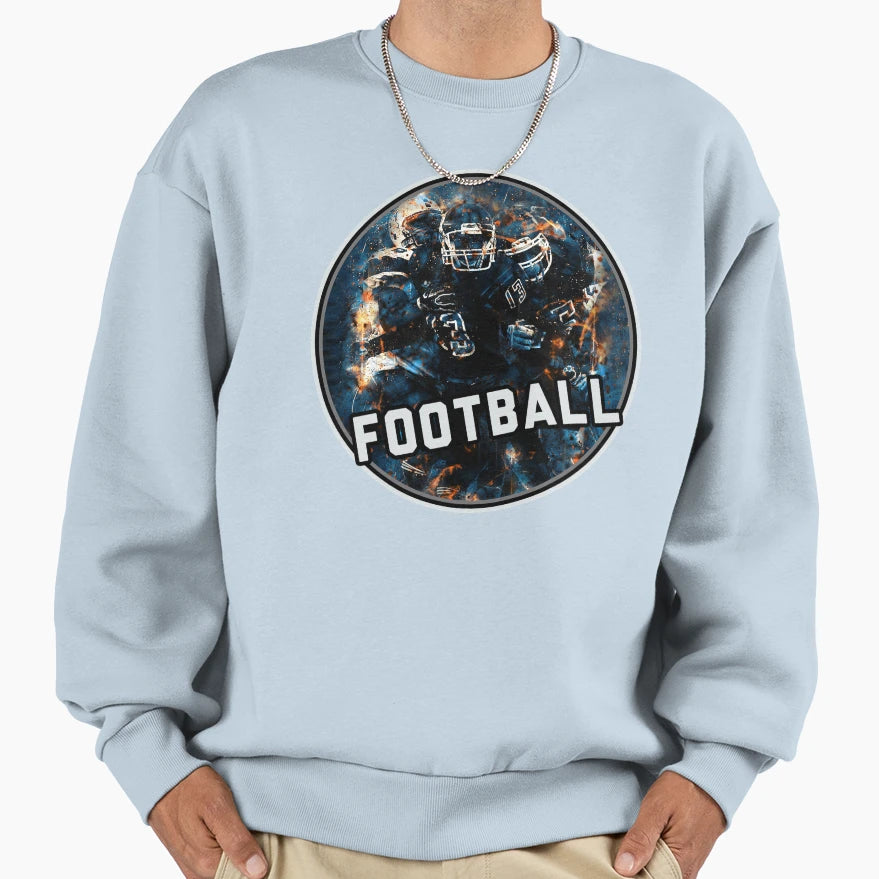 Football Team Hot Red Blue Fire Art Sweatshirt - Fun Novelty Design Unisex - T-Shirt, Sweatshirt, Hoodie