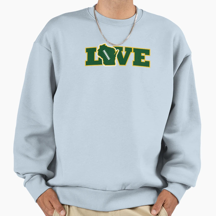Green Bay Packer Love Football Sweatshirt - Streetwear Style for Adults - T-Shirt, Sweatshirt, Hoodie
