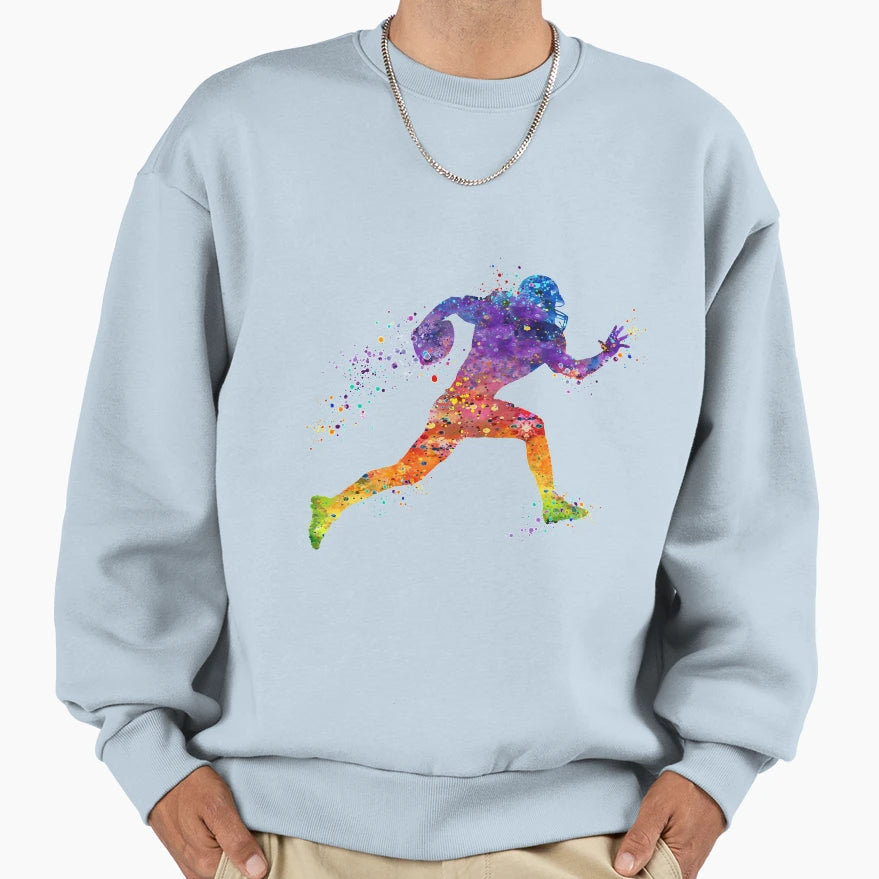American Football Player Watercolor Sweatshirt - Trendy Graphic Unisex - T-Shirt, Sweatshirt, Hoodie