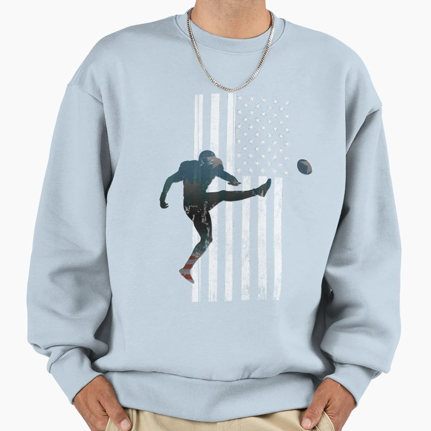Football American Flag Usa Team Gift Sweatshirt - Trendy Graphic Men Women - T-Shirt, Sweatshirt, Hoodie