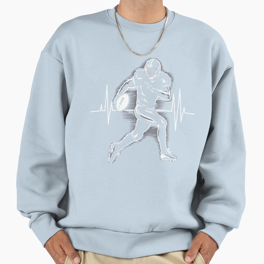 Football Heartbeat Player Pulse Sweatshirt - Minimalist Print for Adults - T-Shirt, Sweatshirt, Hoodie