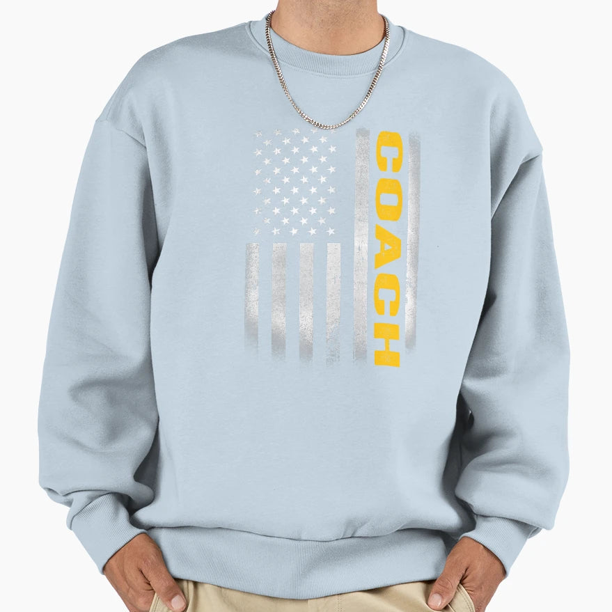 Coach Dad American Flag Usa Coach Sweatshirt - Casual Everyday Wear Unisex - T-Shirt, Sweatshirt, Hoodie