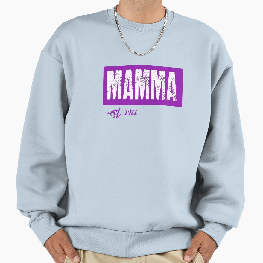 Mamma Est2022 Sweatshirt - Minimalist Print Men Women - T-Shirt, Sweatshirt, Hoodie