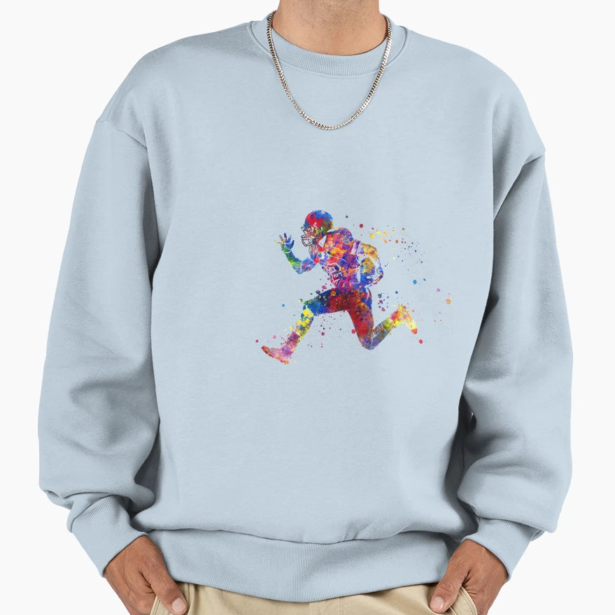 American Football Player Watercolor Sweatshirt - Custom Art Print Men Women - T-Shirt, Sweatshirt, Hoodie