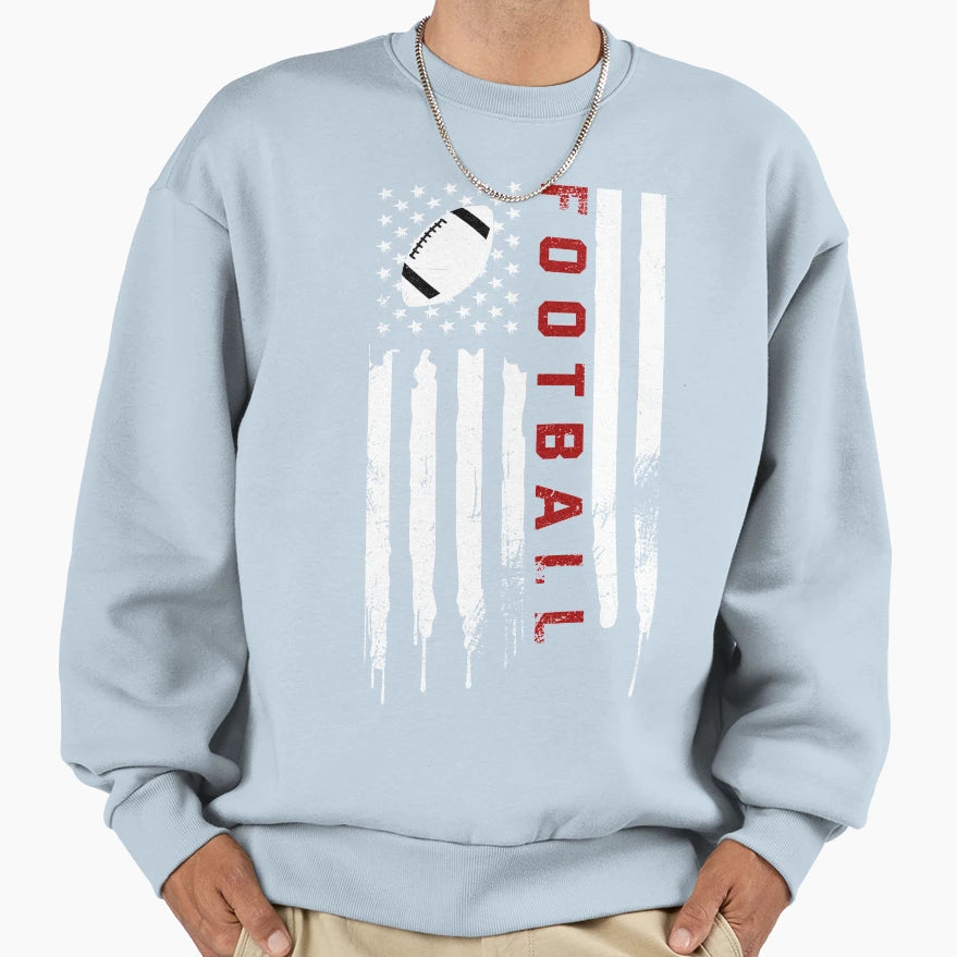 Football Usa American Flag Sweatshirt - Casual Everyday Wear Men Women - T-Shirt, Sweatshirt, Hoodie
