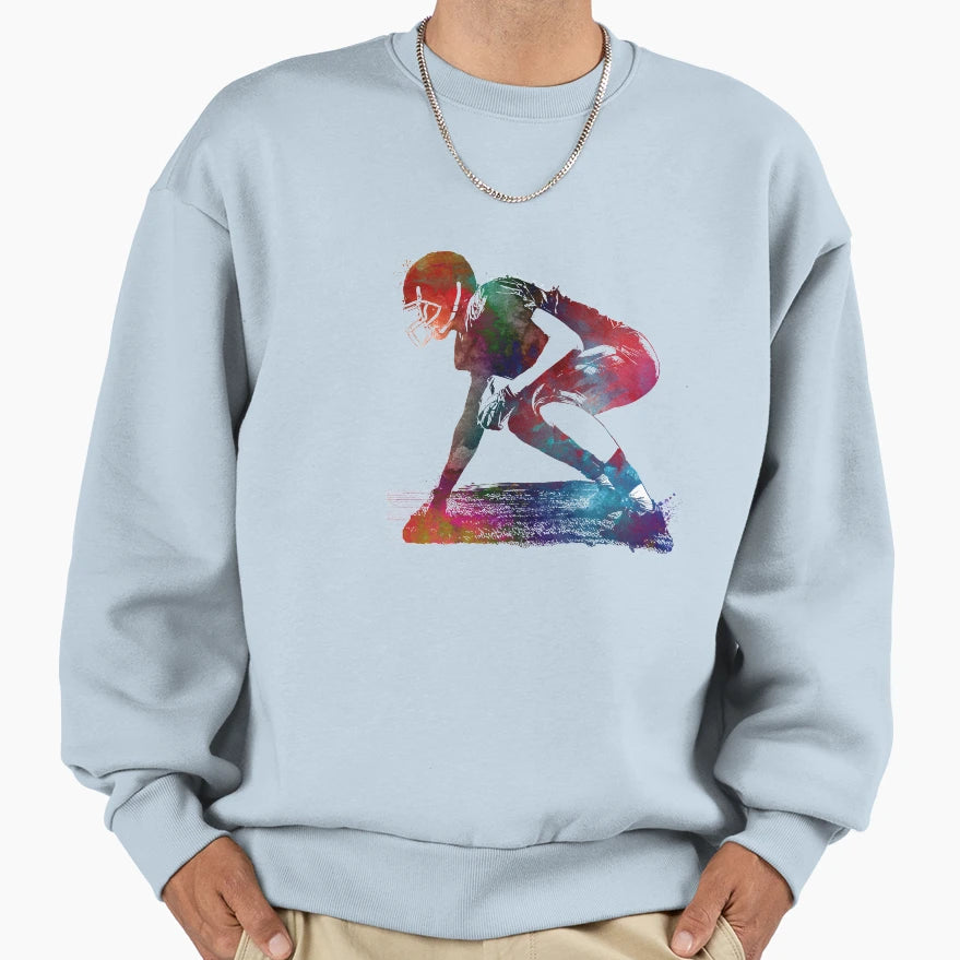 American Football Player Football Sweatshirt - Aesthetic Graphic Men Women - T-Shirt, Sweatshirt, Hoodie