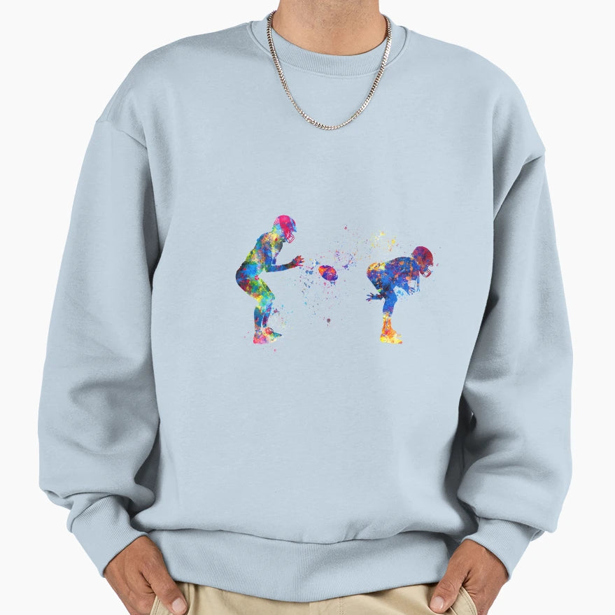 American Football Players Watercolor Sweatshirt - Graphic Print for Adults - T-Shirt, Sweatshirt, Hoodie