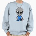 Space Alien Playing Soccer Football Sweatshirt - Minimalist Print Unisex - T-Shirt, Sweatshirt, Hoodie