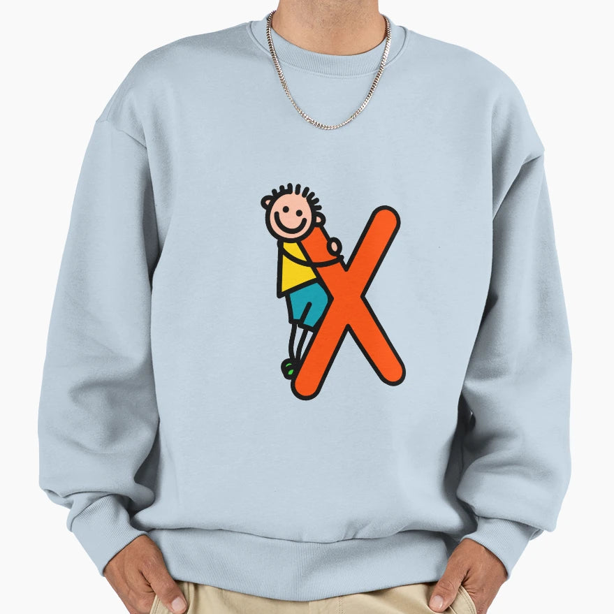 Letter X Alphabet Colorful Cartoon Sweatshirt - Trendy Graphic Unisex - T-Shirt, Sweatshirt, Hoodie