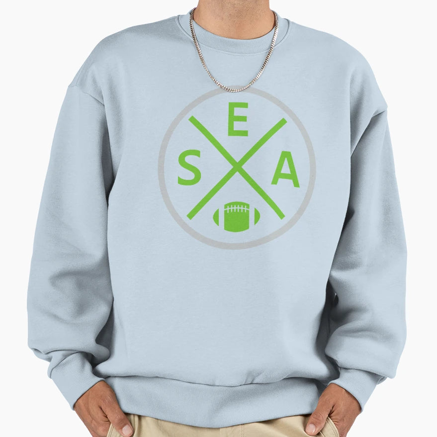 Seattle Football Emblem Sea Sweatshirt - Fun Novelty Design for Adults - T-Shirt, Sweatshirt, Hoodie