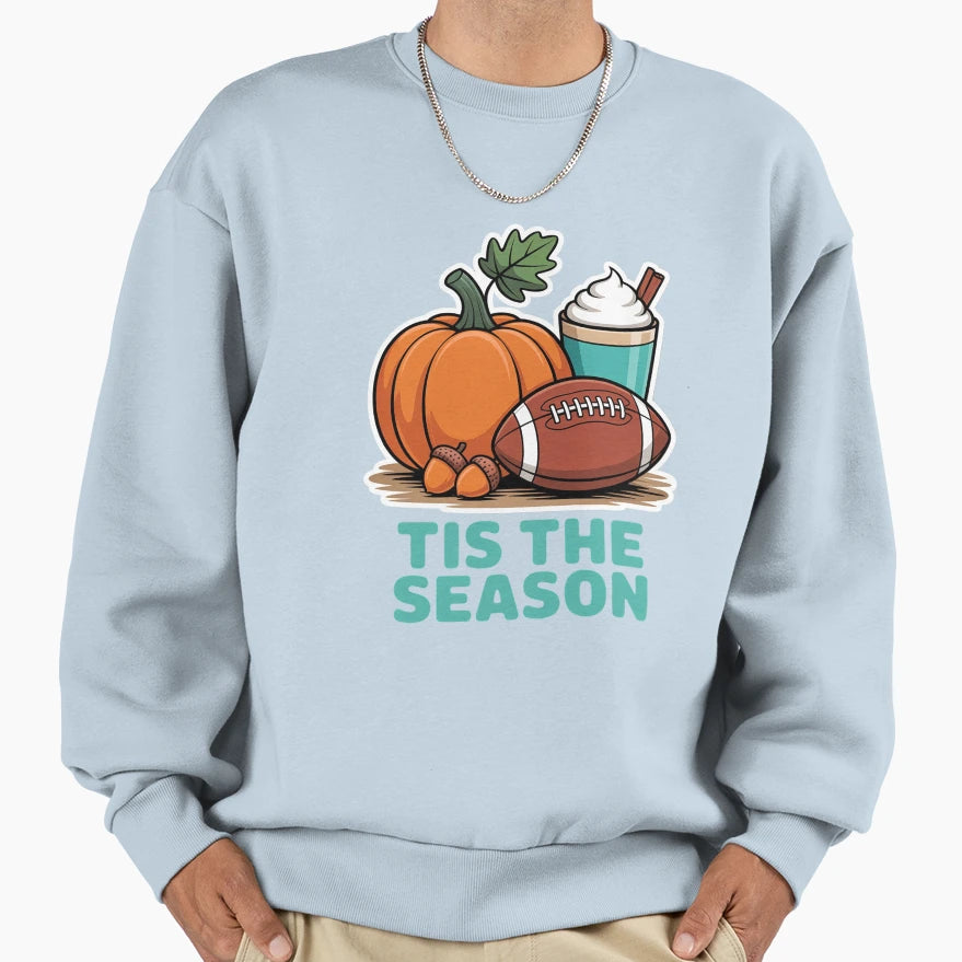 Tis Season Fall Football Pumpkin Sweatshirt - Fun Novelty Design Men Women - T-Shirt, Sweatshirt, Hoodie