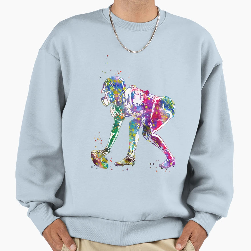 American Football Player Sweatshirt - Graphic Print Unisex - T-Shirt, Sweatshirt, Hoodie