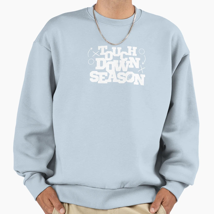 Touch Down Rugby Season Typography Sweatshirt - Minimalist Print for Adults - T-Shirt, Sweatshirt, Hoodie