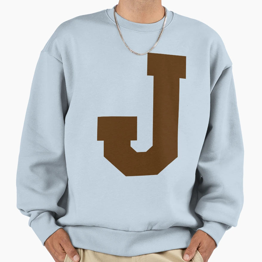 Alphabet Brown J Sports Letter J Sweatshirt - Streetwear Style Men Women - T-Shirt, Sweatshirt, Hoodie