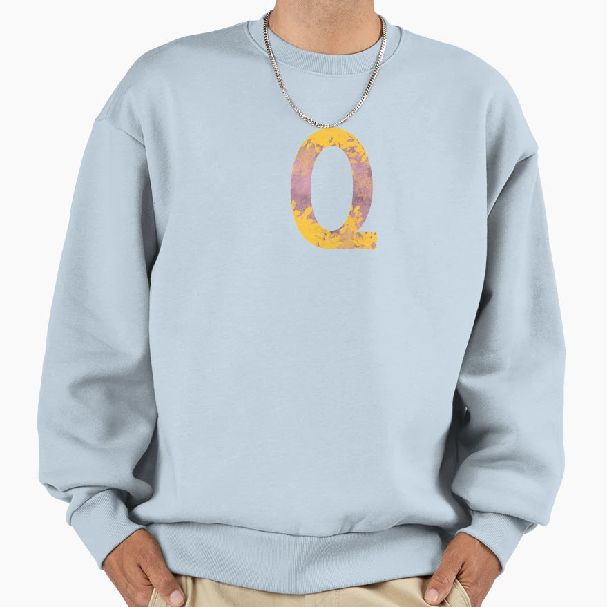 Monogram Q Bold Floral Sweatshirt - Minimalist Print for Adults - T-Shirt, Sweatshirt, Hoodie