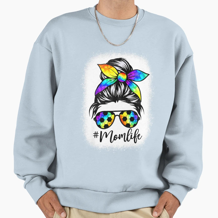 Womens Bleached Mom Life Soccer Sweatshirt - Aesthetic Graphic Unisex - T-Shirt, Sweatshirt, Hoodie