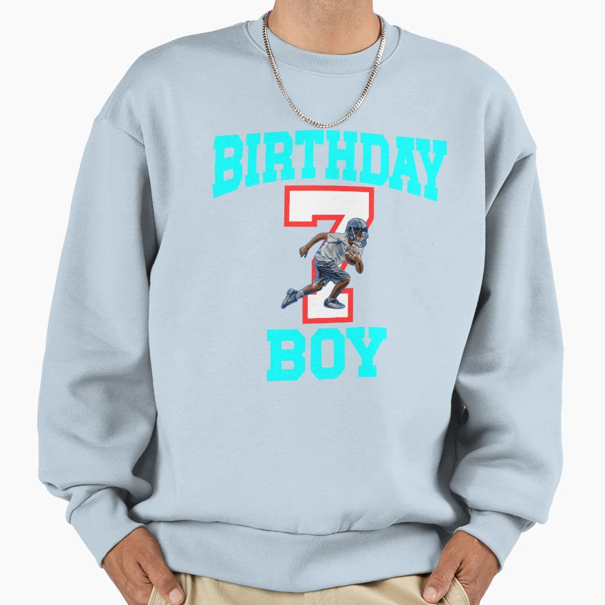 7 Year Old Football 7Th Birthday Sweatshirt - Aesthetic Graphic Men Women - T-Shirt, Sweatshirt, Hoodie