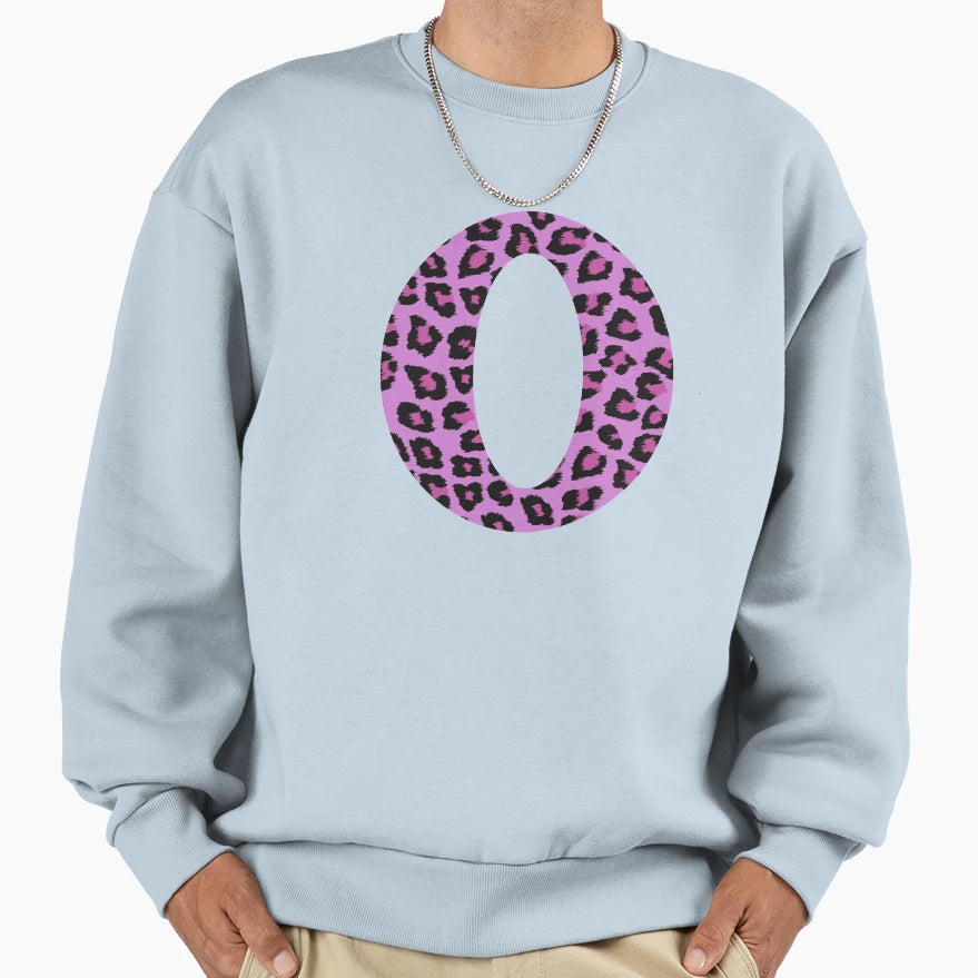 Purple Letter O Leopard Cheetah Sweatshirt - Trendy Graphic for Adults - T-Shirt, Sweatshirt, Hoodie