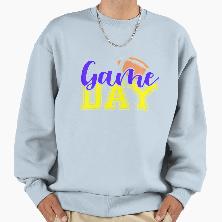 Purple And Gold Football Game Day Sweatshirt - Novelty Apparel Unisex - T-Shirt, Sweatshirt, Hoodie