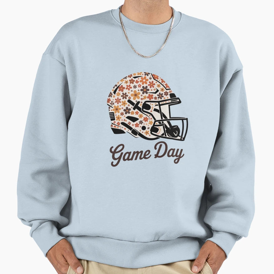 Floral Football Helmet Football Game Day Sweatshirt - Graphic Print Unisex - T-Shirt, Sweatshirt, Hoodie
