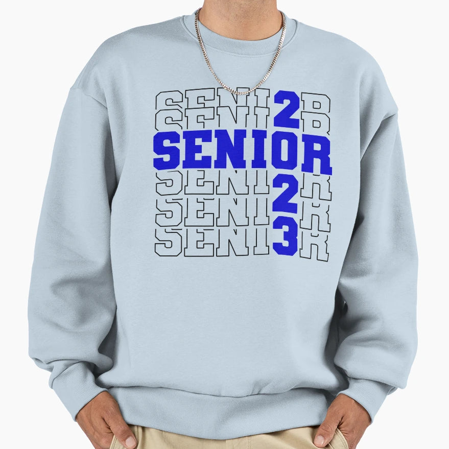 Seniors Class 2023 Blue Color Sweatshirt - Custom Art Print for Adults - T-Shirt, Sweatshirt, Hoodie